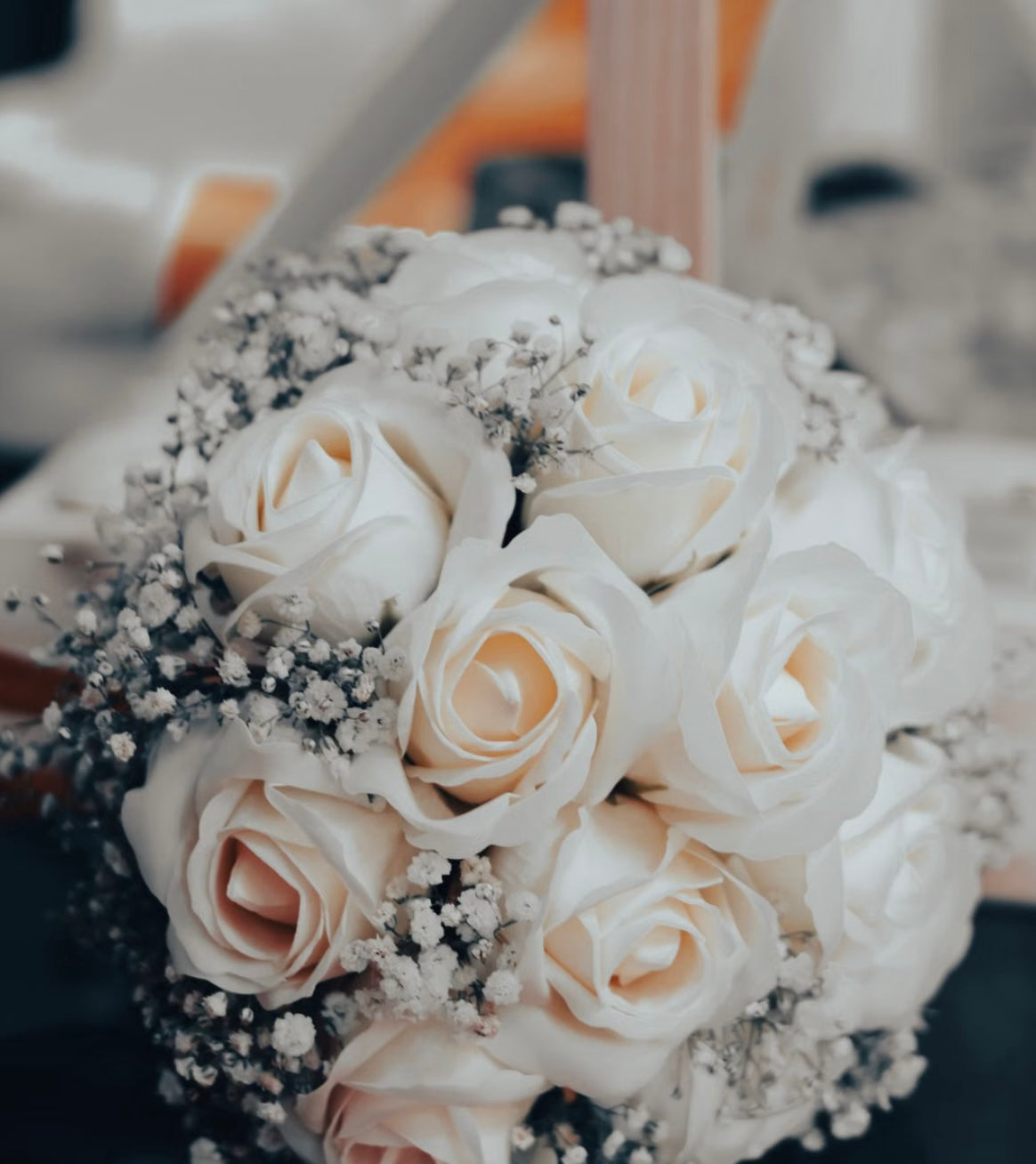 Bruidsboeket witte roos